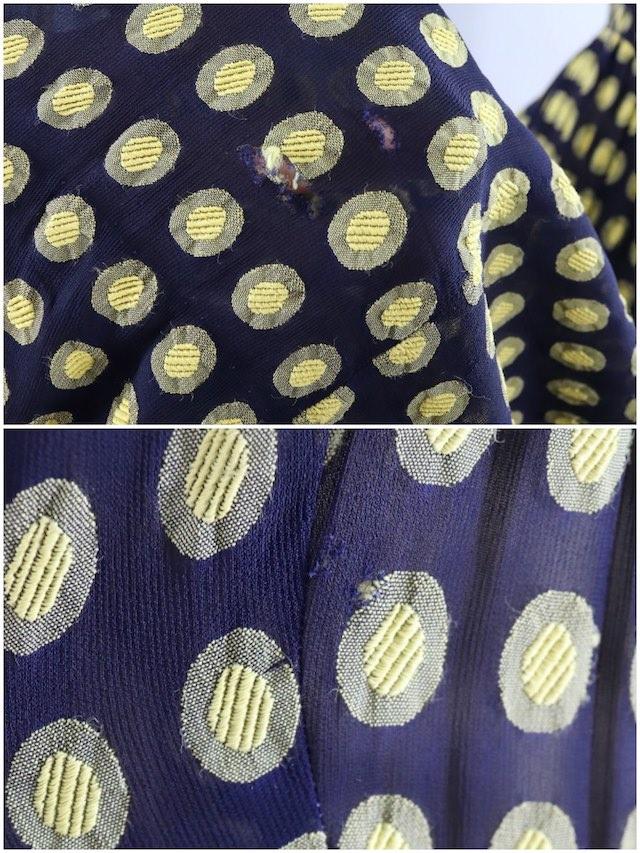 Vintage Navy Blue and Yellow Polka Dot Day Dress - ThisBlueBird