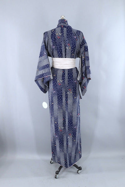 Vintage Navy Butterflies Kimono Robe-ThisBlueBird - Modern Vintage