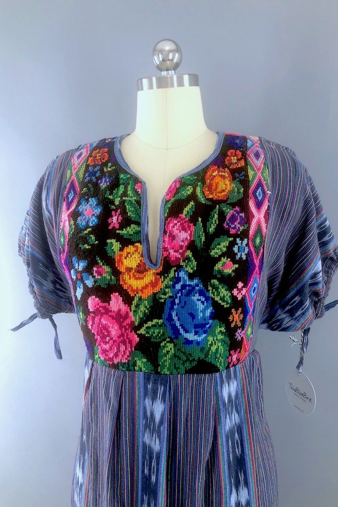 Vintage Needlepoint Embroidered Cotton Dress-ThisBlueBird - Modern Vintage