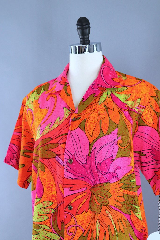 Vintage Neon Hawaiian Aloha Shirt-ThisBlueBird - Modern Vintage
