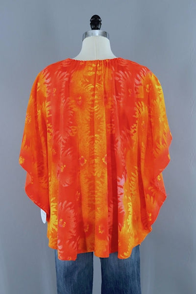 Vintage Neon Orange Hawaiian Print Tunic-ThisBlueBird - Modern Vintage