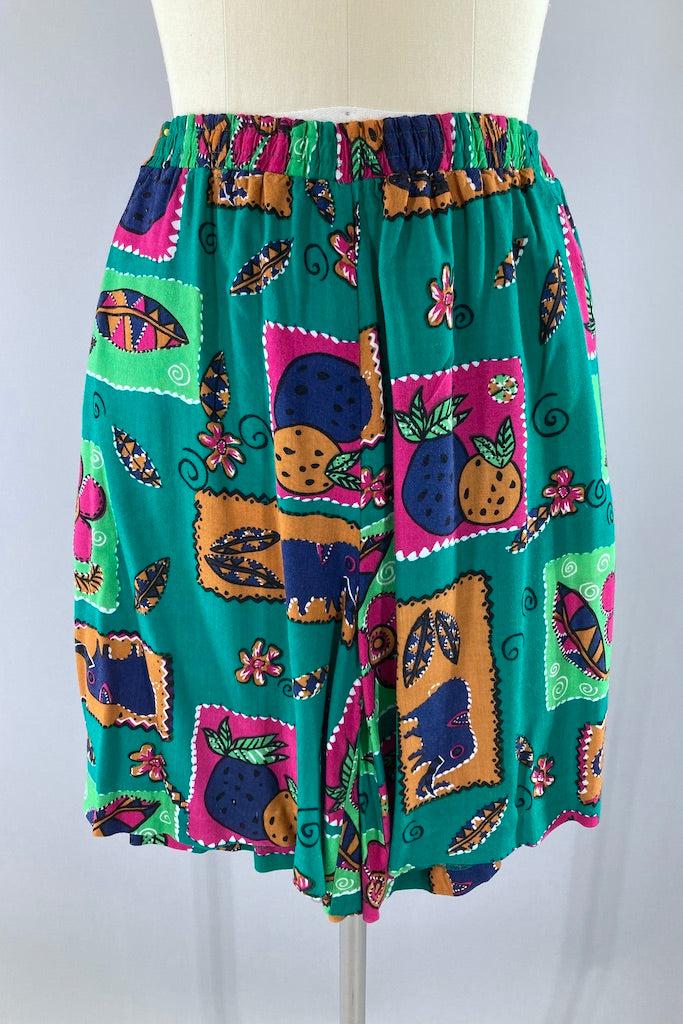 Vintage Novelty Print Bermuda Shorts-ThisBlueBird