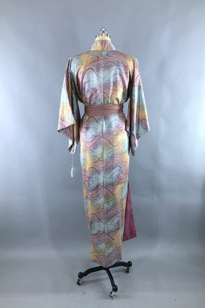Vintage Ombre Island Palm Trees Silk Kimono Robe-ThisBlueBird - Modern Vintage
