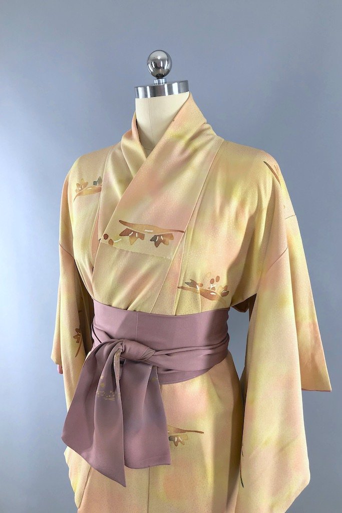 Vintage Ombre Watercolor Silk Kimono Robe-ThisBlueBird - Modern Vintage