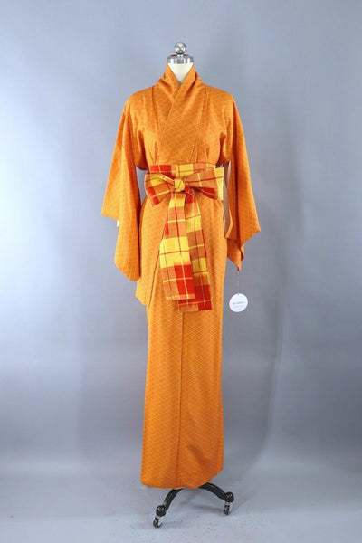 Vintage Orange Geometric Kimono Robe-ThisBlueBird - Modern Vintage
