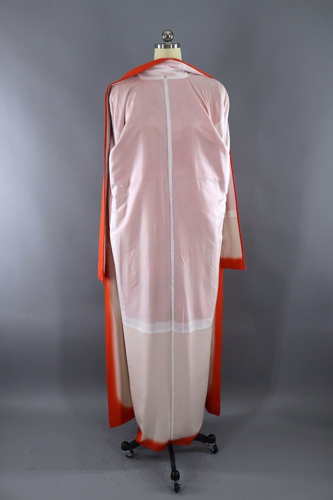 Vintage Orange Gold Butterflies Silk Kimono Robe-ThisBlueBird - Modern Vintage