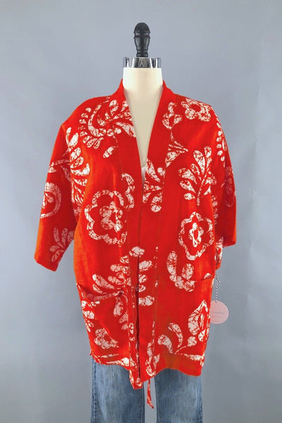 Vintage Orange Hawaiian Kimono Top-ThisBlueBird - Modern Vintage