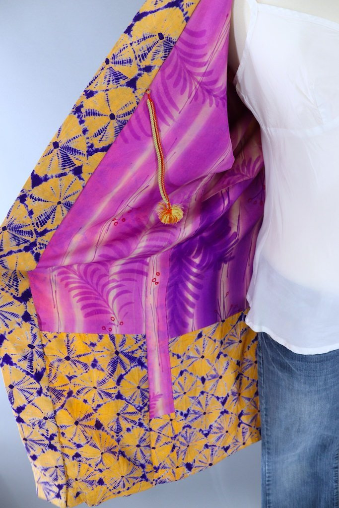 Vintage Silk Shibori Kimono Cardigan-ThisBlueBird - Modern Vintage