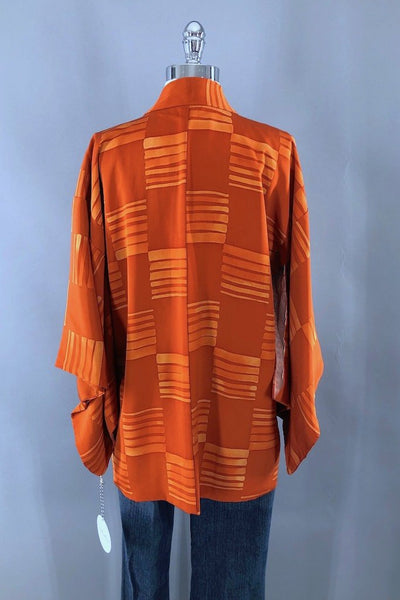 Vintage Orange Stripes Silk Kimono Cardigan-ThisBlueBird - Modern Vintage