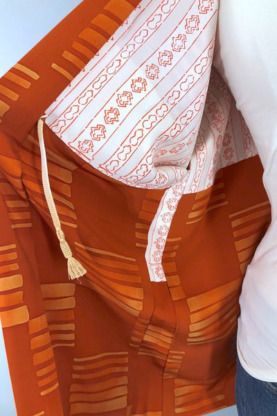 Vintage Orange Stripes Silk Kimono Cardigan-ThisBlueBird - Modern Vintage