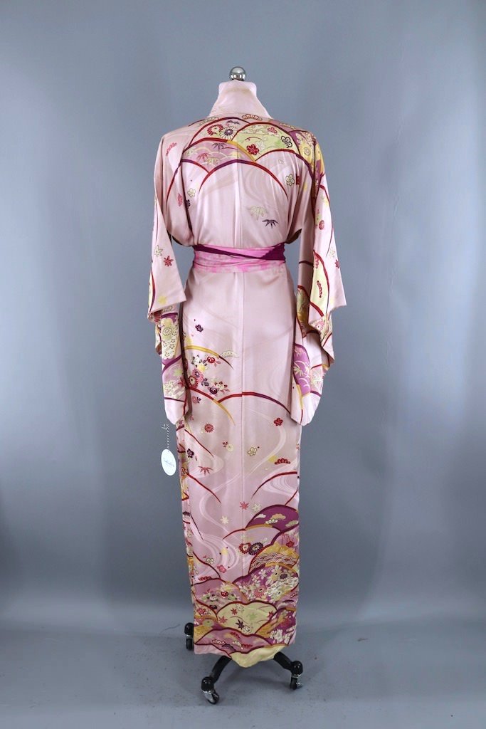 Vintage Orchid Pink Silk Kimono Robe-ThisBlueBird - Modern Vintage