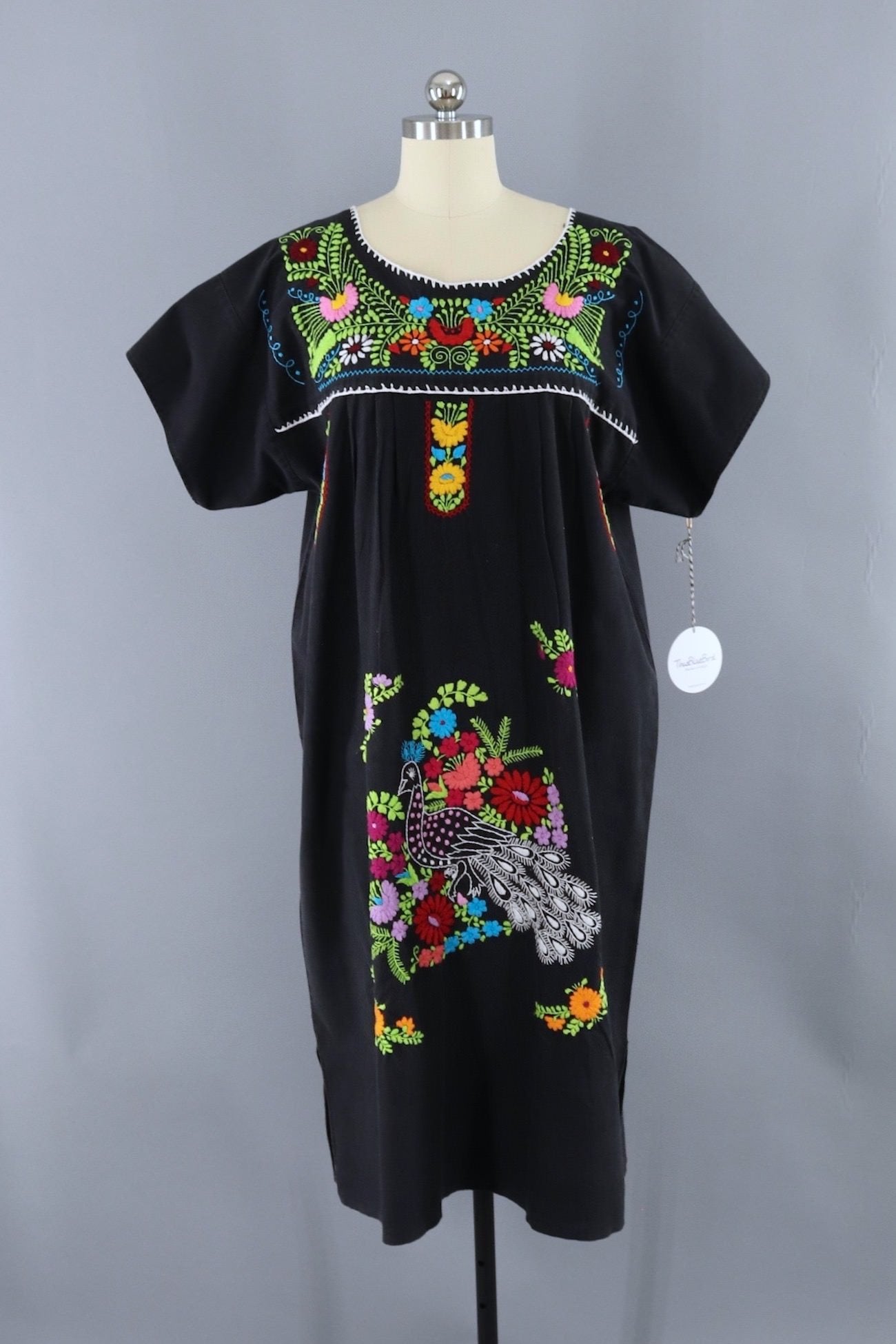 Vintage Oxacan Mexican Embroidered Dress-ThisBlueBird - Modern Vintage