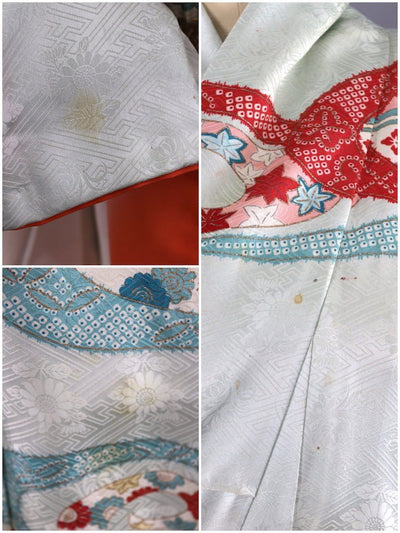 Vintage Pale Blue & Pink Silk Kimono Robe-ThisBlueBird - Modern Vintage