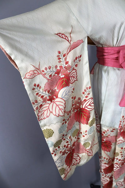 Vintage Pale Green & Pink Silk Kimono Robe-ThisBlueBird - Modern Vintage