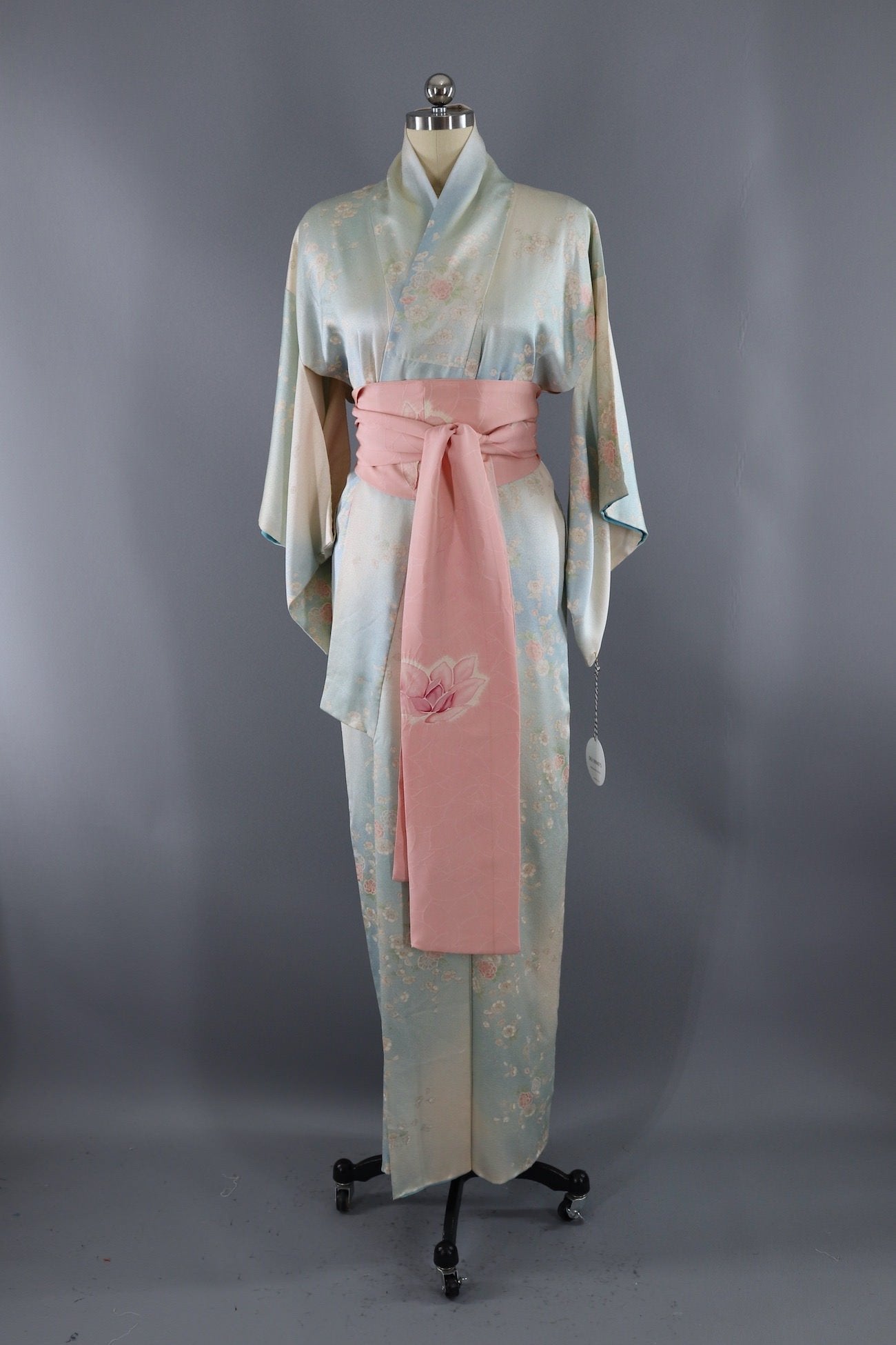 Vintage Pastel Blue Silk Kimono Robe-ThisBlueBird - Modern Vintage