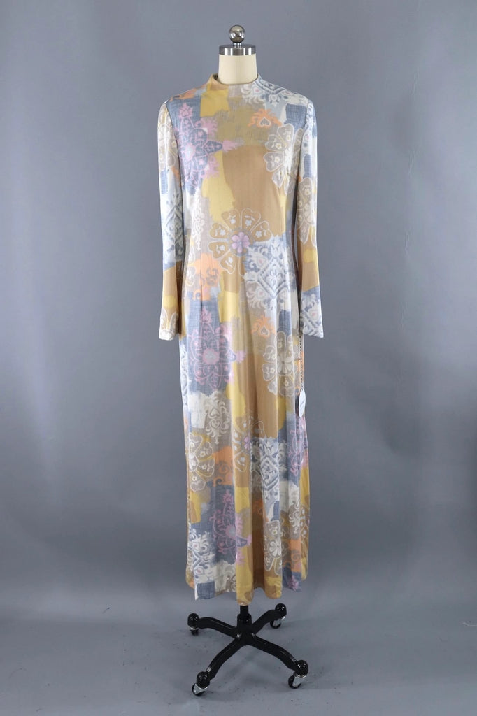 Vintage Pastel Ikat Maxi Dress