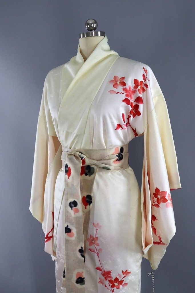 Vintage Pastel Yellow Floral Kimono-ThisBlueBird - Modern Vintage