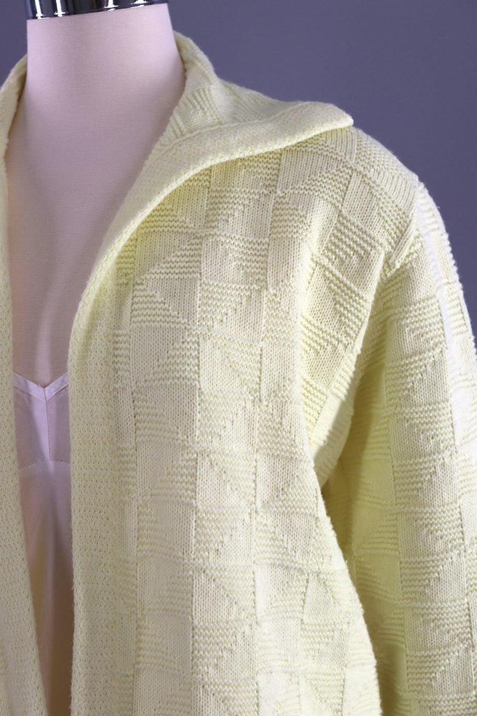 Vintage Pastel Yellow Knitted Cardigan Sweater - ThisBlueBird