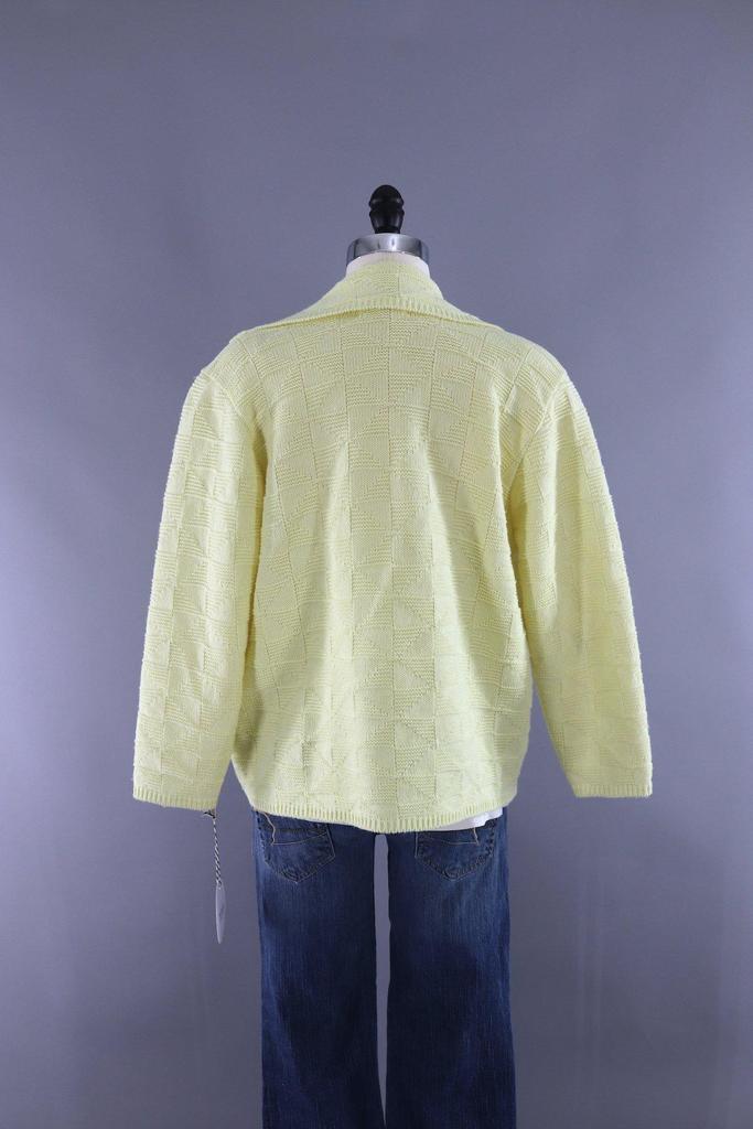 Vintage Pastel Yellow Knitted Cardigan Sweater - ThisBlueBird