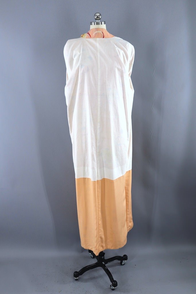 Vintage Peach Floral Cotton Kimono Robe-ThisBlueBird - Modern Vintage