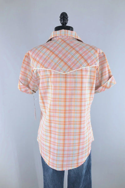 Vintage Peach Gingham Western Shirt-ThisBlueBird - Modern Vintage