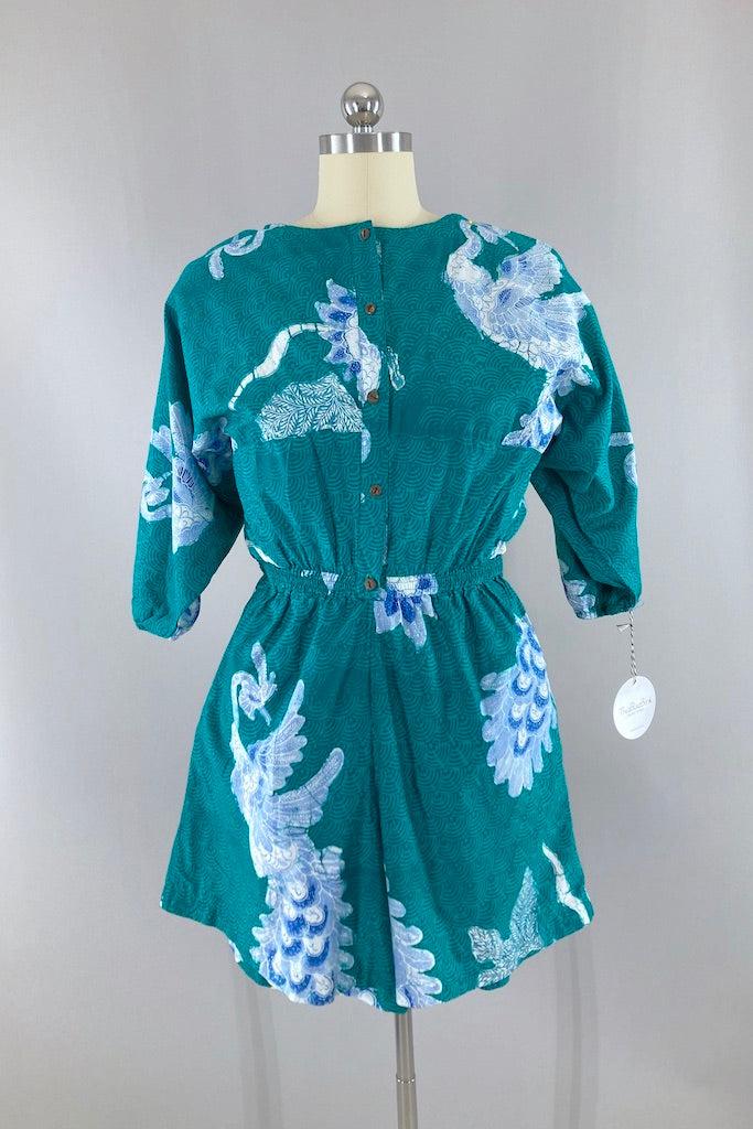 Vintage Peacock Bali Cotton Romper-ThisBlueBird