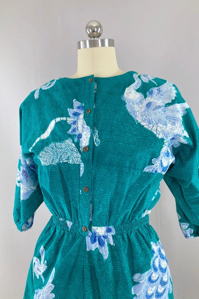 Vintage Peacock Bali Cotton Romper-ThisBlueBird
