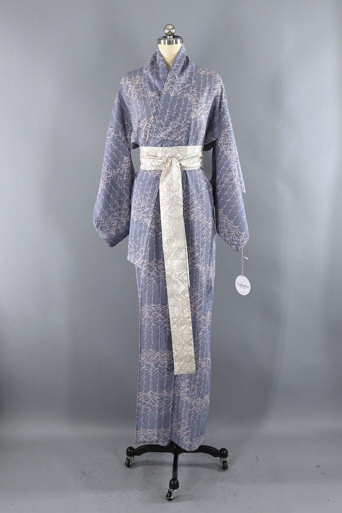Vintage Periwinkle Blue Kimono Robe – ThisBlueBird