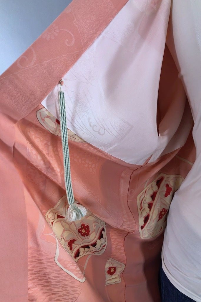 Vintage Pink Art Deco Silk Kimono Cardigan-ThisBlueBird