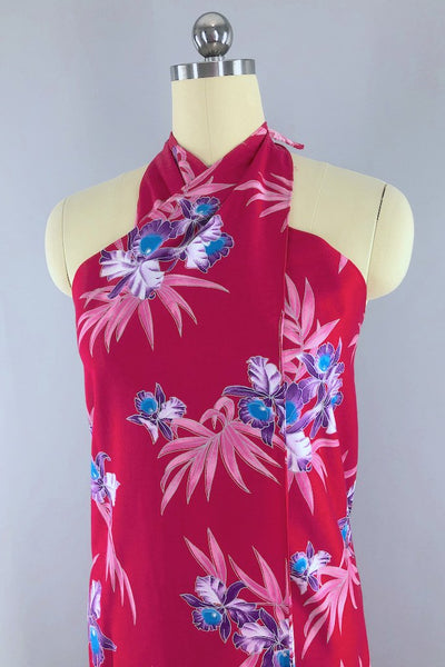 Vintage Pink Floral Sarong Dress-ThisBlueBird - Modern Vintage