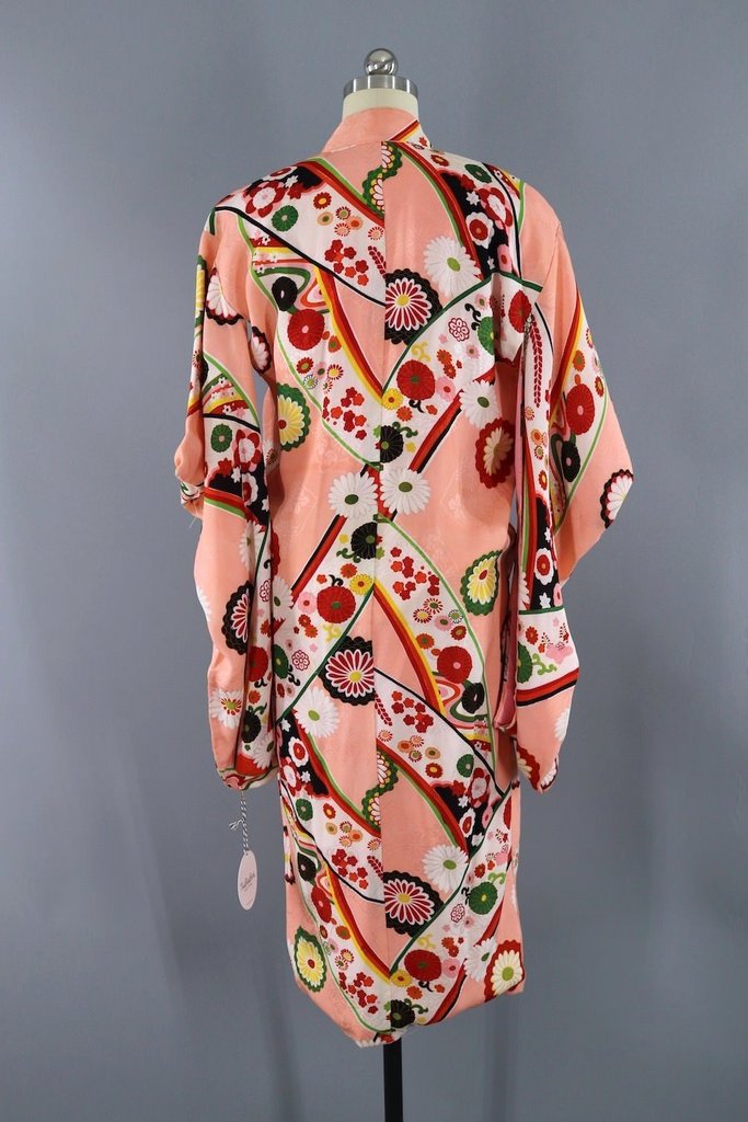 Vintage Pink Floral Silk Kimono Robe-ThisBlueBird - Modern Vintage