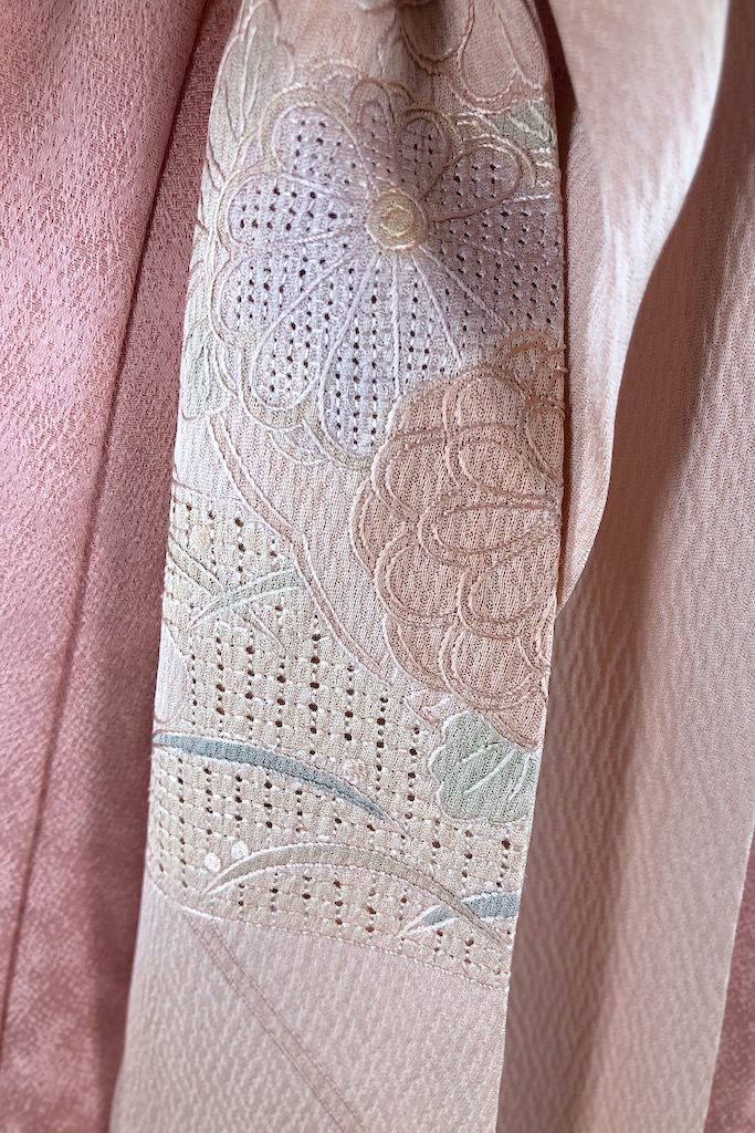 Vintage Pink &amp; Gold Floral Silk Kimono Robe-ThisBlueBird - Modern Vintage