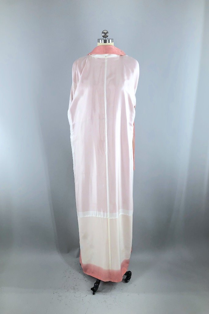 Vintage Pink &amp; Gold Floral Silk Kimono Robe-ThisBlueBird - Modern Vintage
