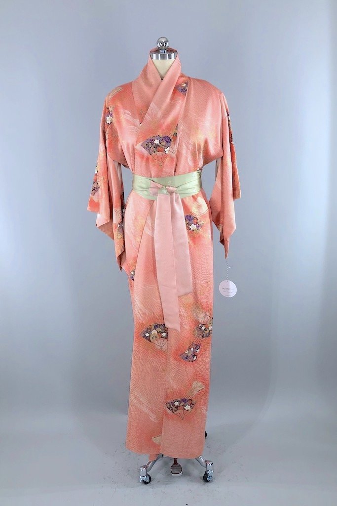 Vintage Pink & Gold OmbreKimono Robe-ThisBlueBird - Modern Vintage