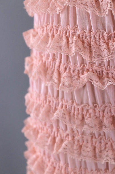 Vintage Pink Lace Ruffled Square Dance Shorts Bloomers - ThisBlueBird