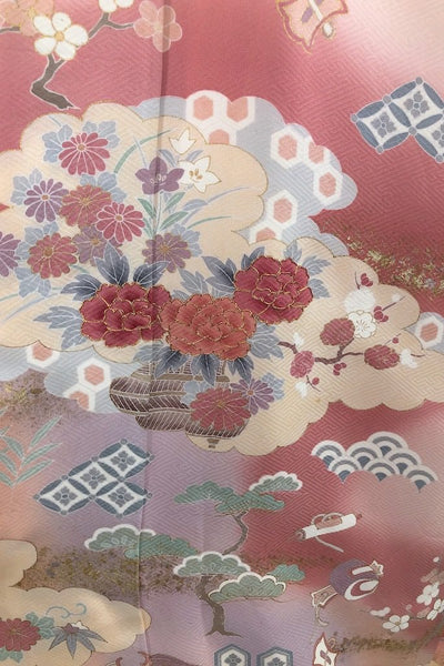 Vintage Pink Lavender Floral Silk Kimono Robe-ThisBlueBird - Modern Vintage