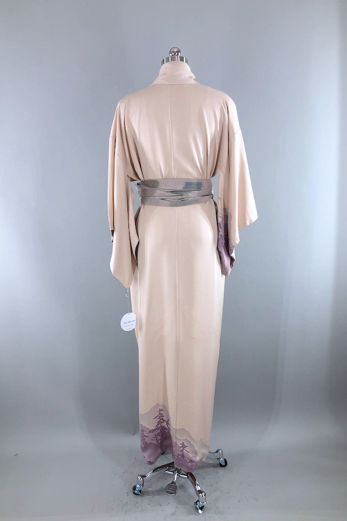 Vintage Pink Mountains Silk Kimono Robe-ThisBlueBird - Modern Vintage