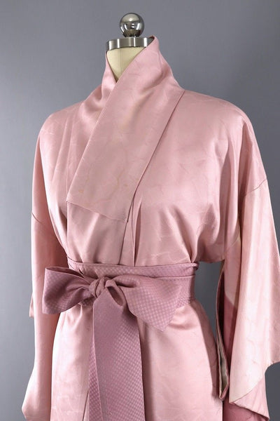 Vintage Pink Ombre Clouds Silk Kimono Robe-ThisBlueBird