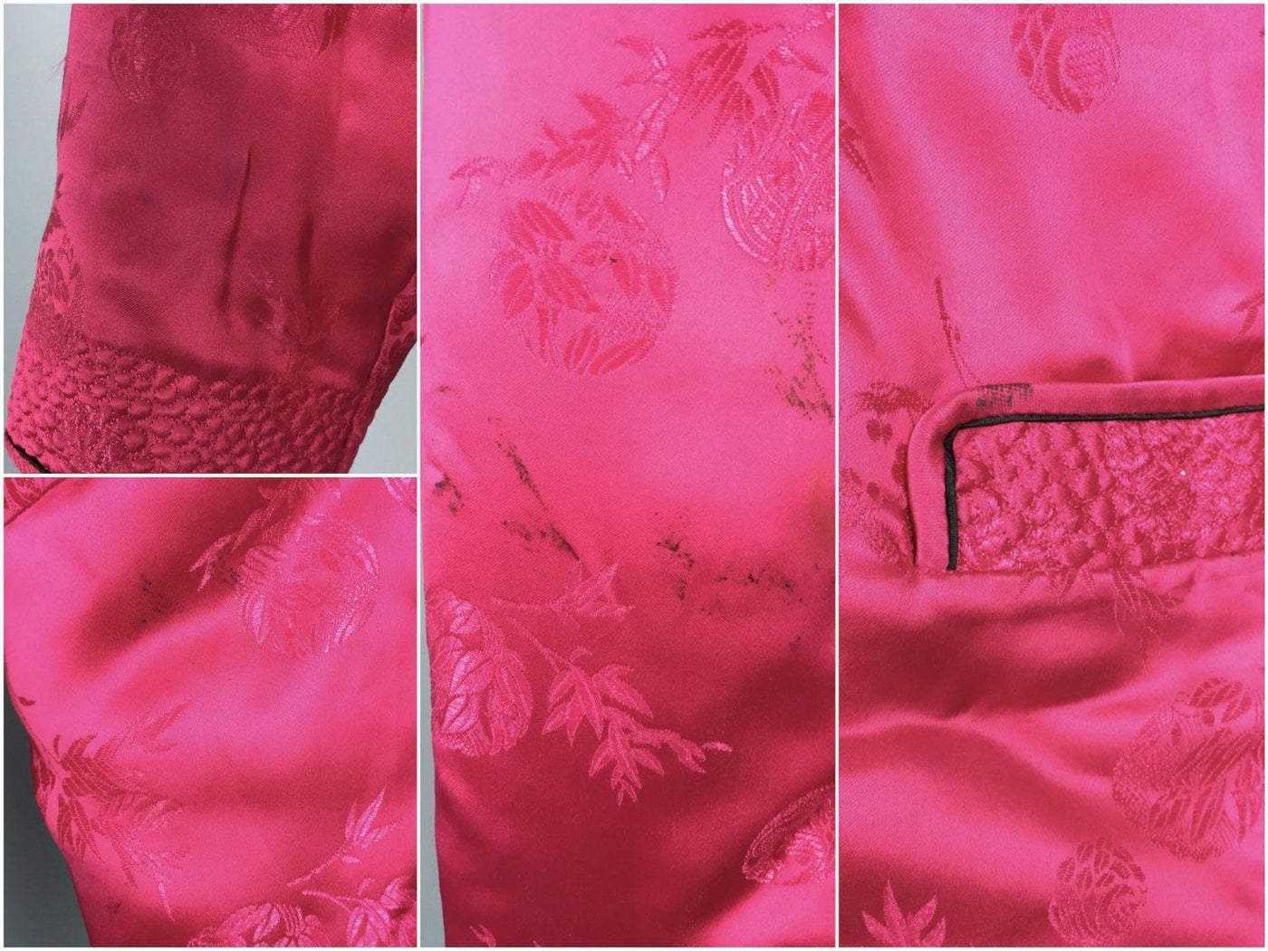 Vintage Pink Satin Bed Jacket / Mandarin Chinoiserie / Bloomingdales - ThisBlueBird