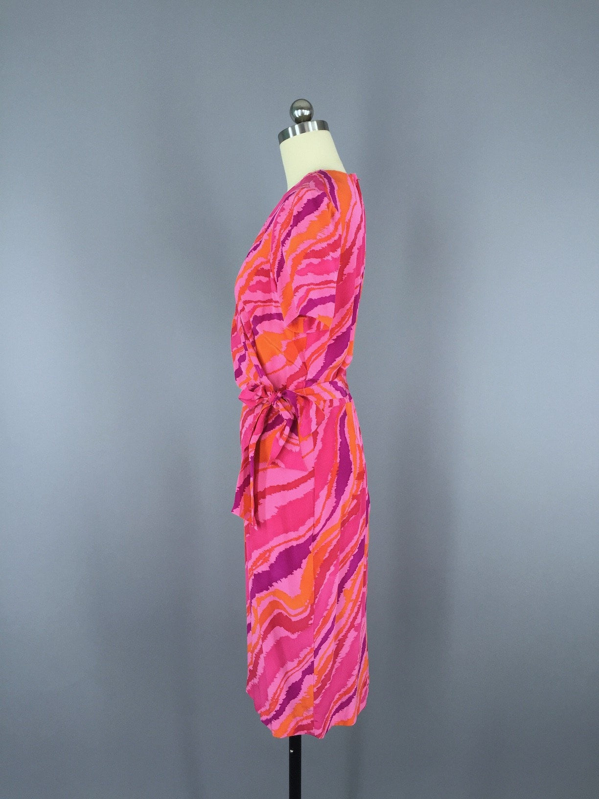 Vintage Pink Silk Dress / 1980s Wrap Style - ThisBlueBird
