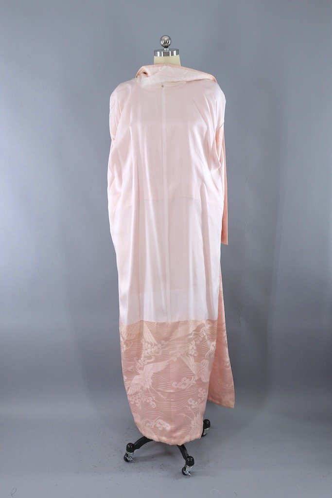 Vintage Pink Silk Satin Kimono Robe-ThisBlueBird - Modern Vintage