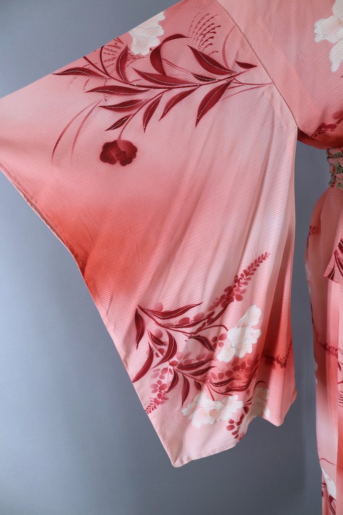 Vintage Pink Summer Silk Kimono Robe-ThisBlueBird - Modern Vintage