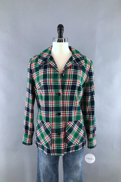 Vintage Plaid Wool Pendleton Jacket-ThisBlueBird