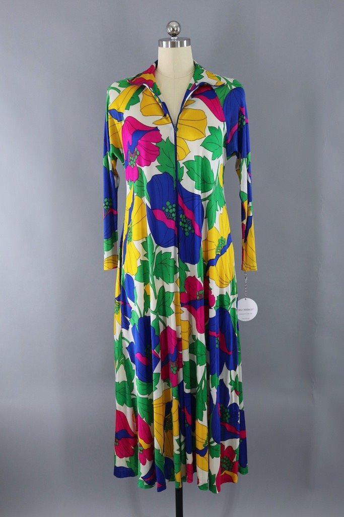 Vintage Preppy Floral Print Dress-ThisBlueBird - Modern Vintage