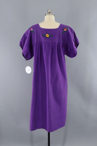 Vintage Purple Embroidered Mexican Dress-ThisBlueBird - Modern Vintage