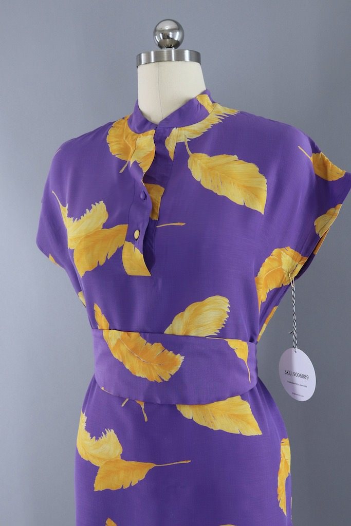 Vintage Purple Feather Dress-ThisBlueBird - Modern Vintage