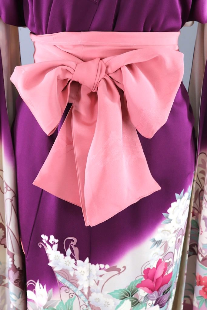 Vintage Purple Floral Furisode Kimono-ThisBlueBird - Modern Vintage