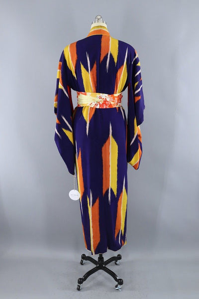 Vintage Purple & Gold Silk Kimono Robe-ThisBlueBird - Modern Vintage