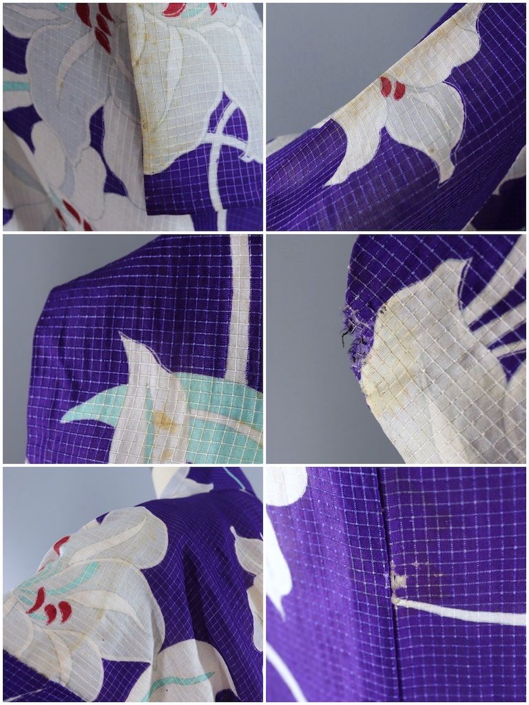 Vintage Purple Lilies Silk Kimono Robe – ThisBlueBird