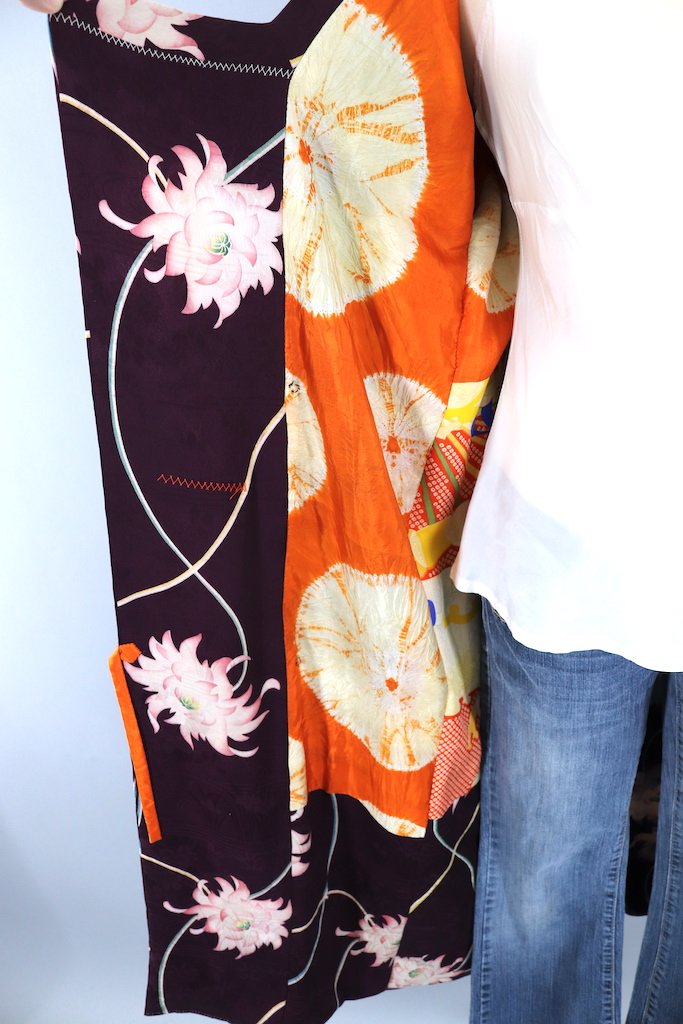 Vintage Purple Lotus Silk Kimono Cardigan-ThisBlueBird - Modern Vintage